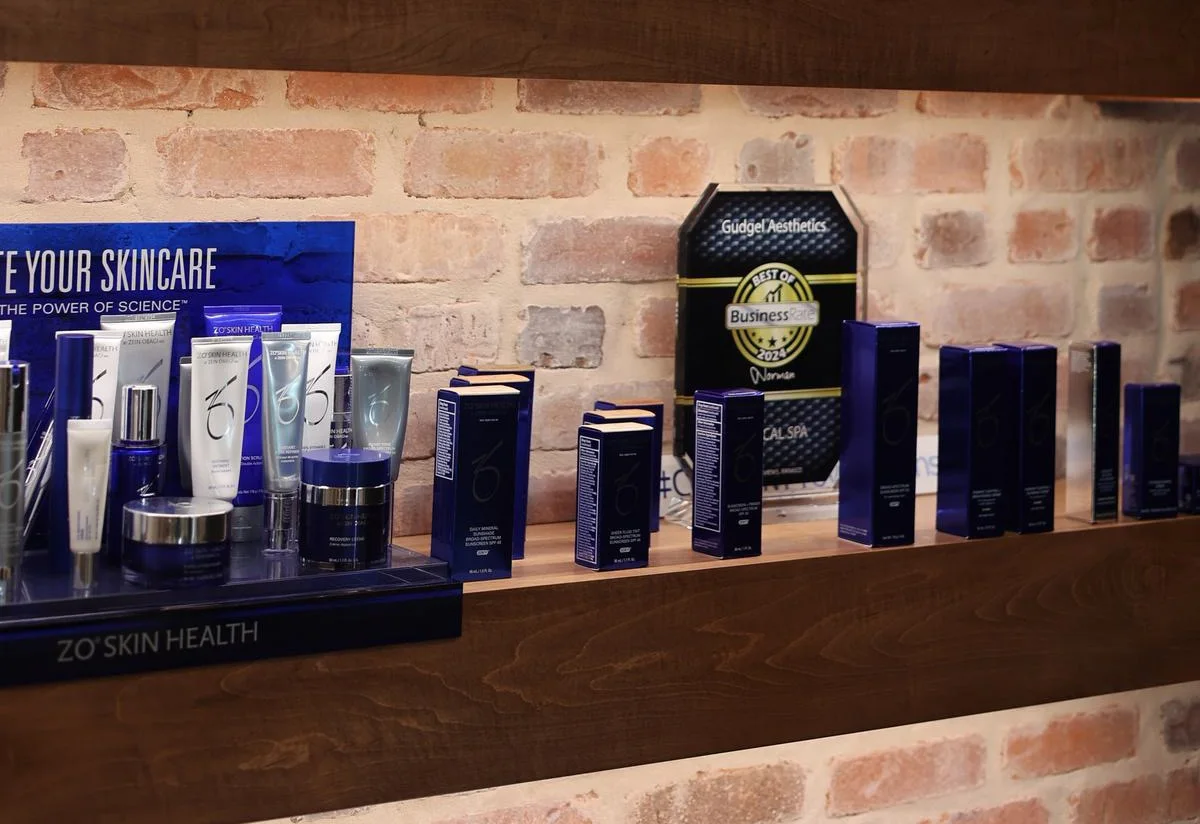 ZO Skin Health products displayed at Gudgel Aesthetics